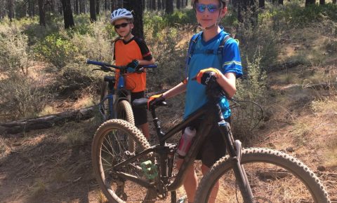 Polaris Mini Adventure kids mountain bike jersey - orange and blue colour options