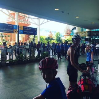 Arriving with bikes at Bali airport Denpasar