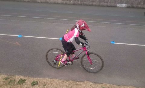 7 year old Jess practising her cycling skills