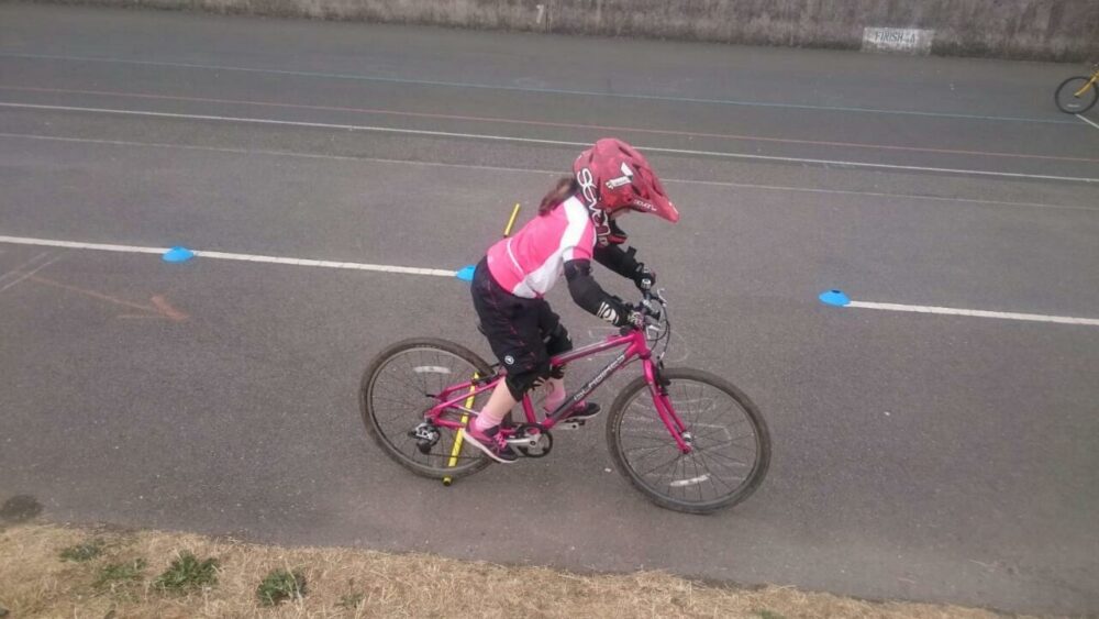 7 year old Jess practising her cycling skills