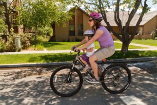 Tyke Toter front bike seat in use - one of the best bike seats for older children