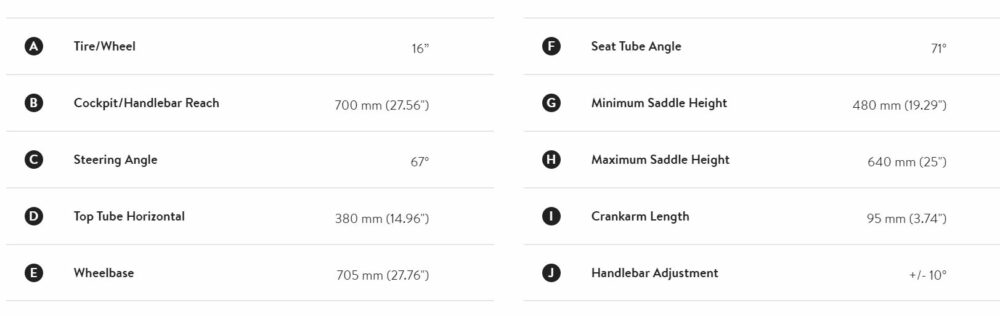 Woom 3 bike dimensions