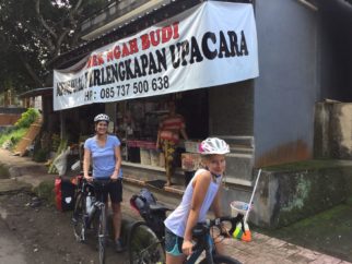 Alice and Kathryn family cycling holilday on Bali, Indonesia
