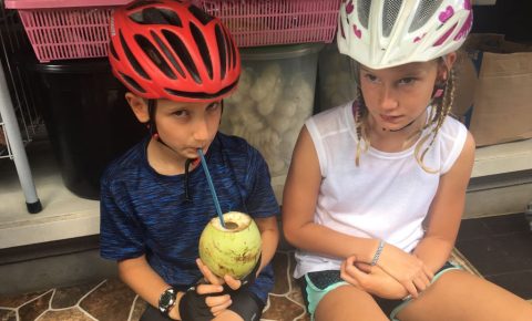 Alice and Tom family cycling in Indonesia, Bali and Lombok