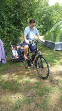 Bikepacking fun using a cargobike at the campsite