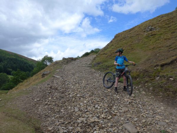 Steep gravel section on the Swale Trail