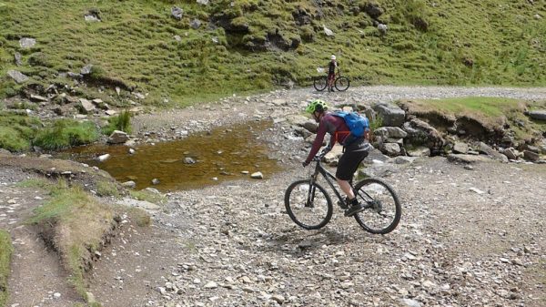Swale Dale mtb ride with kids - crossing the ford