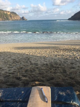 Writing on the beach, Bali