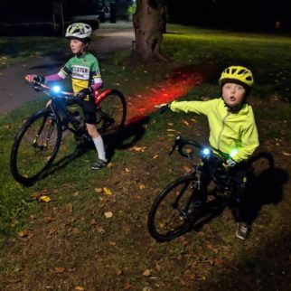 Eva and the bike lights -the best bike lights for taking kids on an offroad adventure