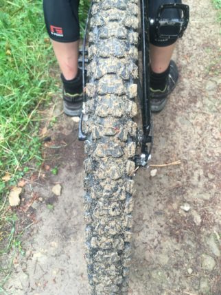 Mountain bike tyres in the mud