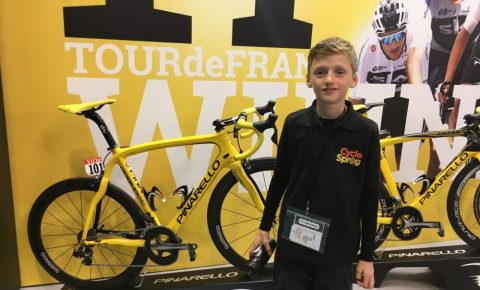 With Geraint Thomas's bike at the 2018 Cycle Show