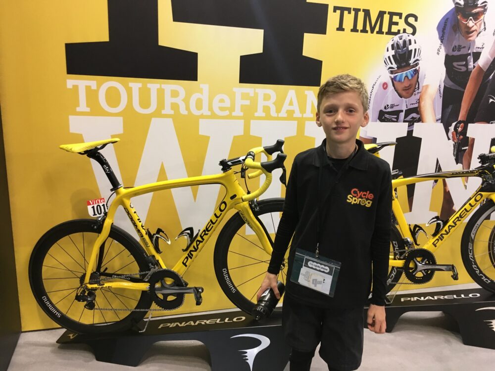 With Geraint Thomas's bike at the 2018 Cycle Show