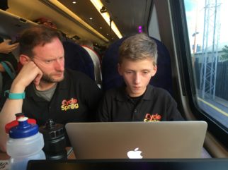 Working on my blog on the way home from the Cycle Show