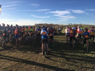 Junior cyclocross - the start of an U14's CX race at Ulverston, Cumbria NWCCA league race