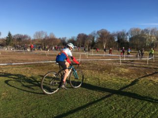 12 year old racing in a cyclocross CX race on a drop handlebar cyclocross bike for kids - the Worx JA700