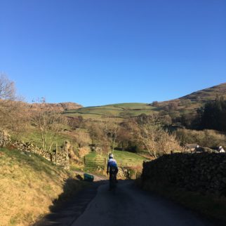 Winter cycling down Kentmere, Cumbria in January