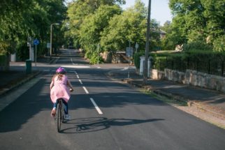 Girls on bicycles - cycling to school