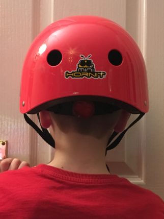Rear view of the Mini Hornit kids cycle helmet Wayfarer design