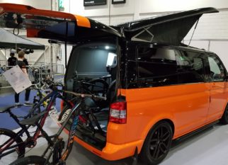 Camper Van fitted out for mountain bikes with shower