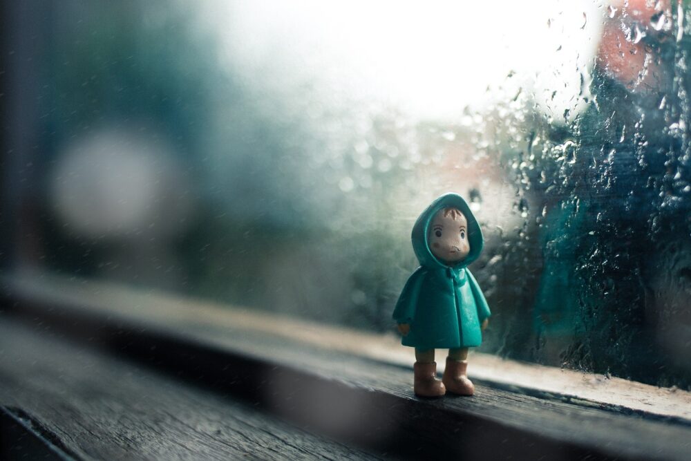 Child in rain