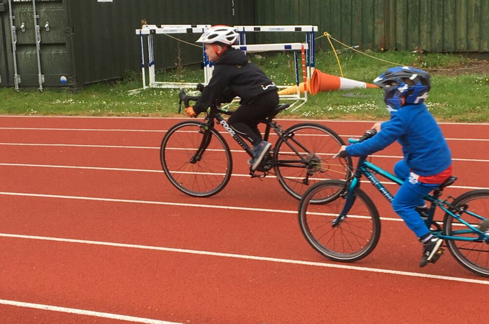 Riding a Frog 67 Road Bike at Go-Ride training session on track