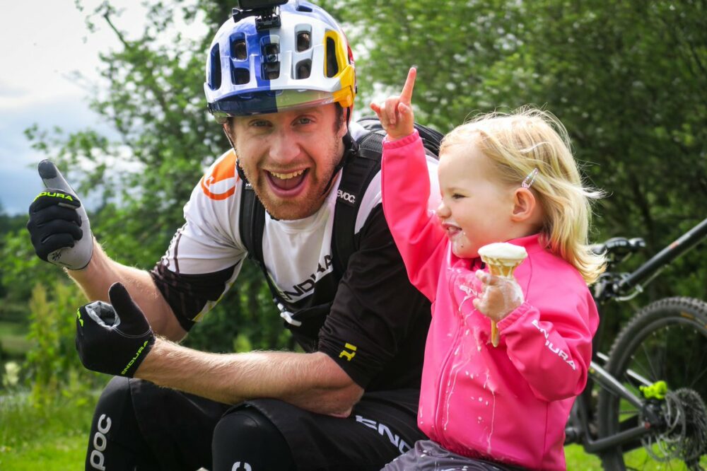Danny MacAskill Day Care - pulling kids trailer behind him