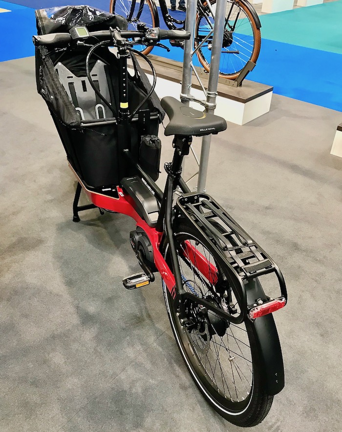 family cargo bikes at the 2019 Cycle Show - Riese & Muller Packster in red