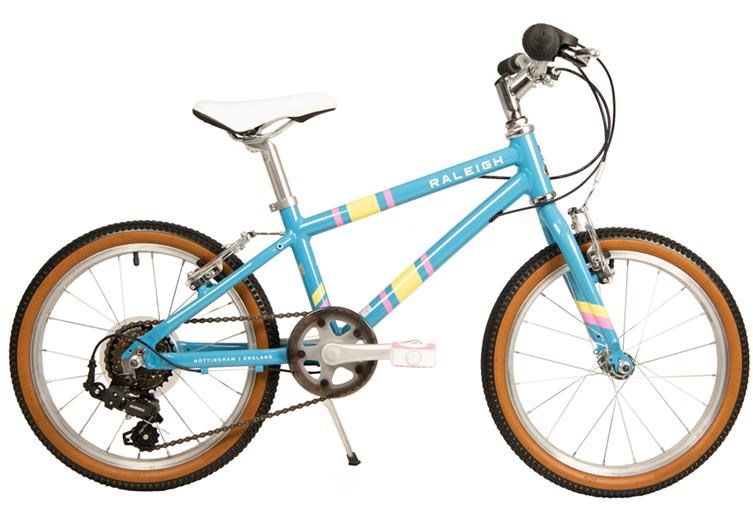 Cheapest kids bikes: a Raleigh hybrid bike in front of a plain background