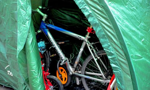 Bike cave storage in green