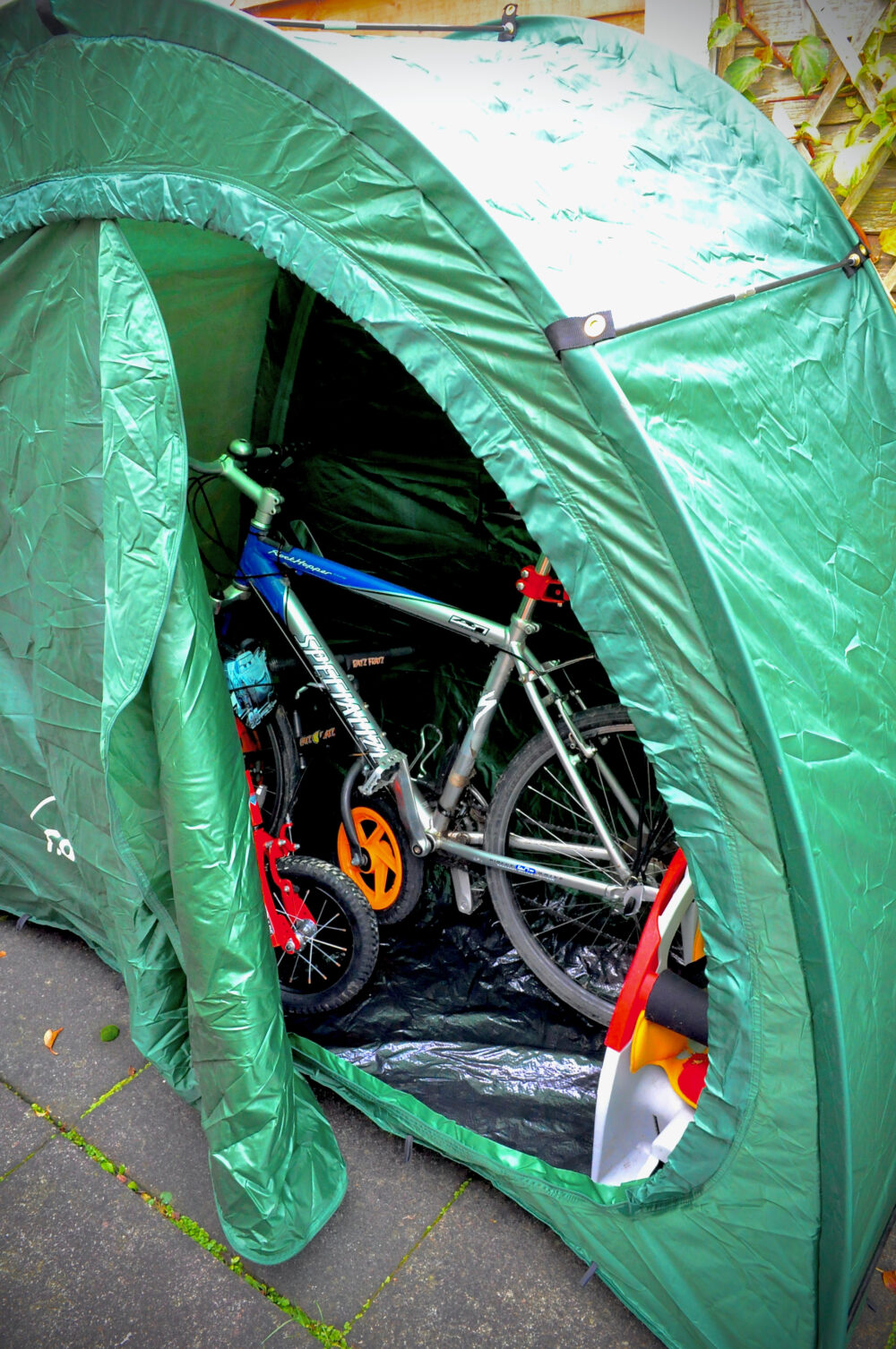 Bike cave storage in green