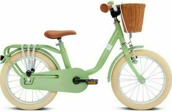 Puky 16 inch kids pedal bike for 4 and 5 year old with city style step through frame, coaster brake and rear rack for carrying luggage