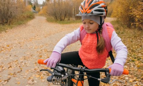 Girl wearing helmet liner