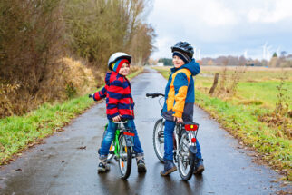 Winter Cycling - wrapped up warm for winter cycling - Adobe Acrobat stock photo