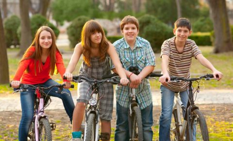 Teenagers on bikes