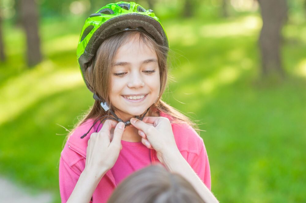 Child's helmet too far back