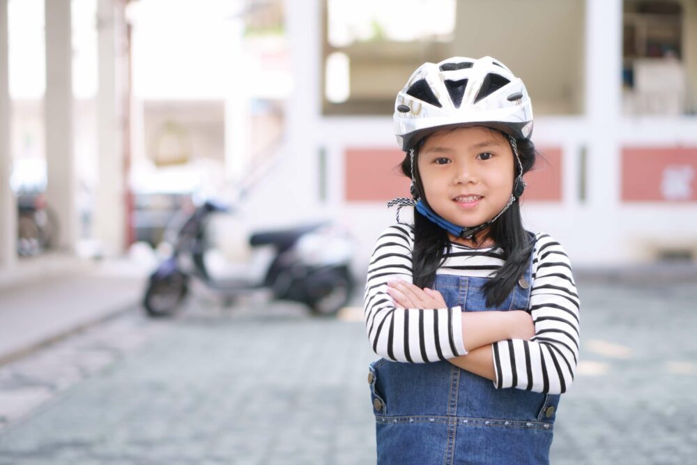 Correctly fitted child's helmet