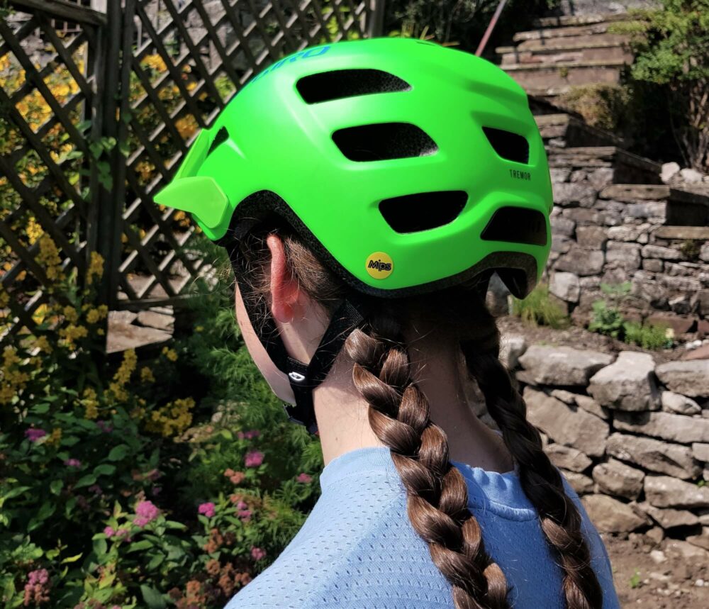 Rear view of the Giro Tremor MIPS kids bike helmet