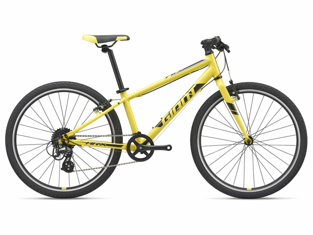 Best kids' bikes: A yellow Giant ARX bike on a white background