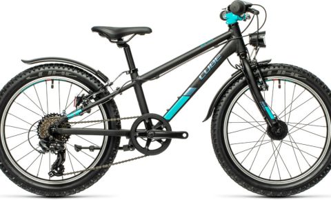 Cube Acid 200 AllRoad - black 20" wheel kids bike fitted with mudguards, kickstand and lights