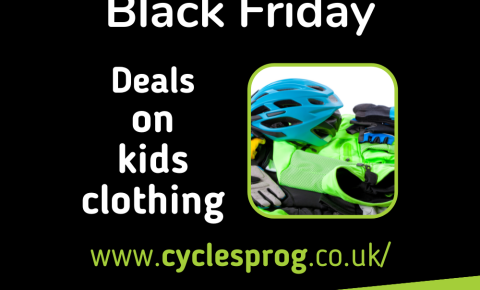 Black Friday Deals on kids clothing black background with clothing image ad white and green text