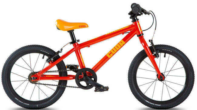 Cuda Trace 16 kids bike in red with orange writing