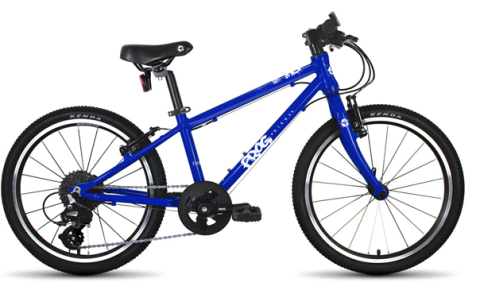 Photo of the Frog 53 in blue, which is one of the best 20" wheel bike with gears for learning how to ride a bigger bike