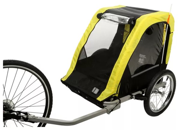 The Halfords bike trailer is one of the cheapest bike trailer for carrying small children