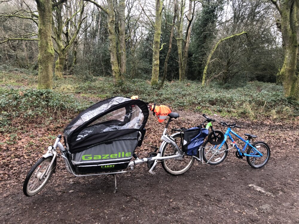 solar panels powering a cargo bike