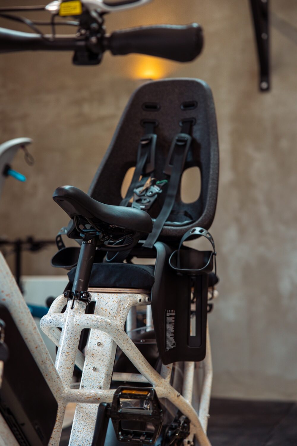 Rear bike seat on cargo bike