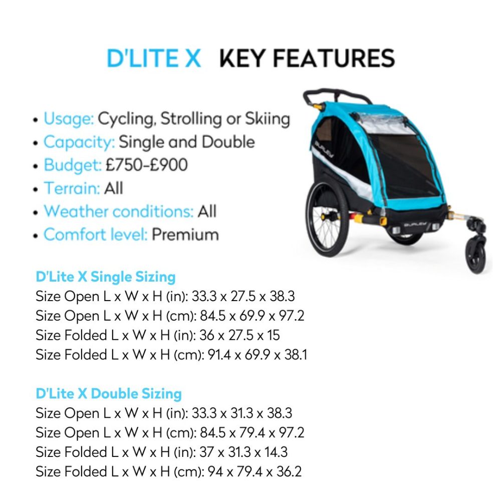 Burley d'lite bike trailer key features and sizing
