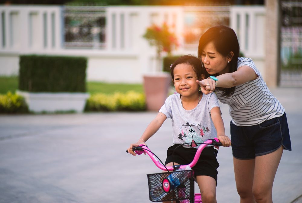 getting ready to teach your child how to ride a bike