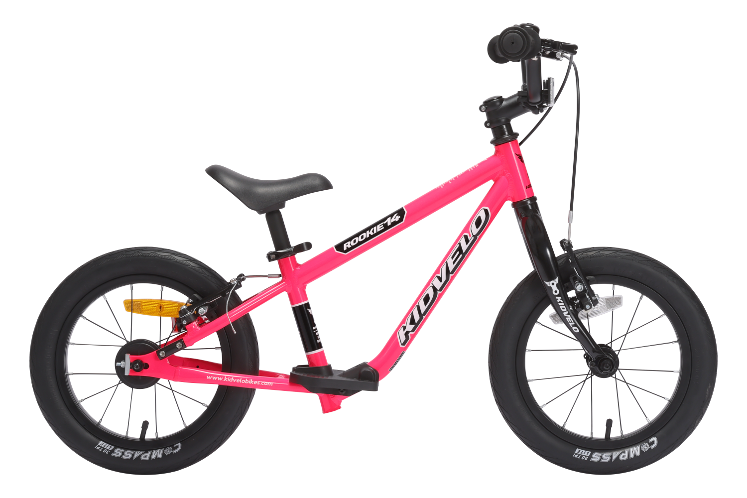 Rookie 14 Balance Bike side view in Pink