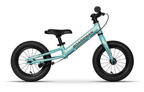 The new Boardman JNR balance bike in light blue colour