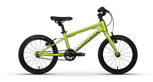 The new 16" wheel Boardman JNR 16 single speed starter bike in green